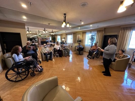 Residents enjoying an activity in a common area