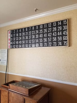 Bingo board in a facility's activity room