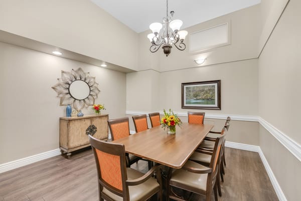 Bright and inviting dining area with a large table