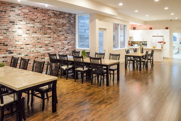 Interior dining area with tables and chairs
