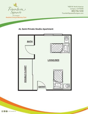 Floor plan for a semi-private studio apartment