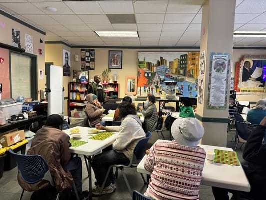 Residents participating in an activity in a common area