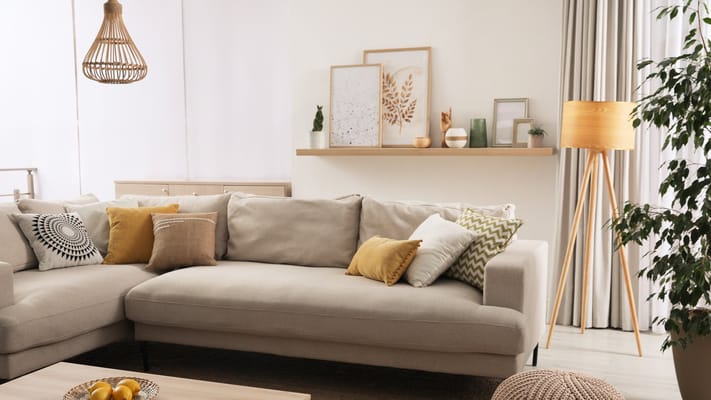 Cozy common area with a comfortable sofa and decor