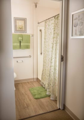 Well-appointed bathroom in a resident room