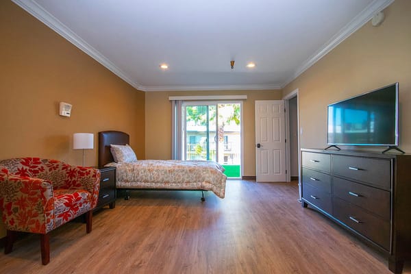 Comfortable resident room with modern furnishings