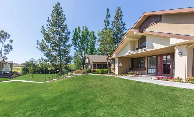Exterior view of the leasing office at a senior living facility