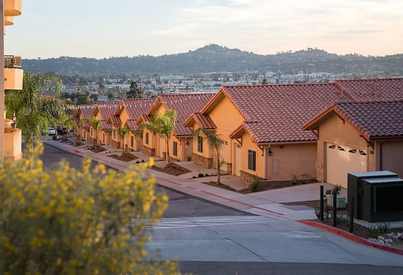 Exterior view of senior living residential buildings