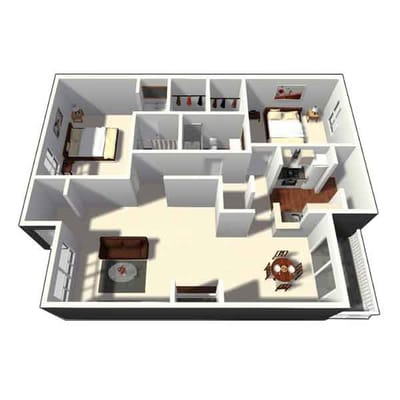 Architectural floor plan of a senior living unit
