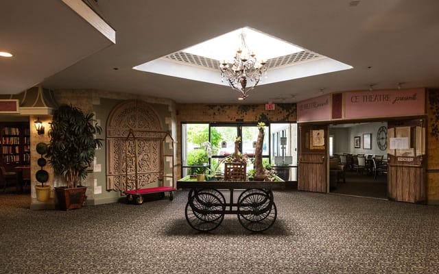 Interior view of a common area with decorative elements