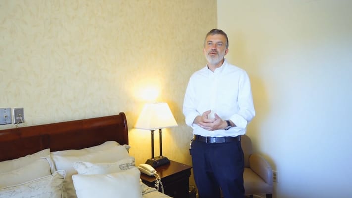 Staff member in a private resident room