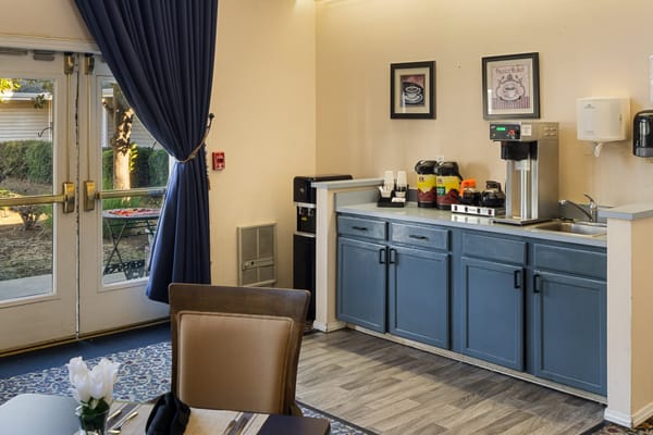 Coffee station in a common area of the facility