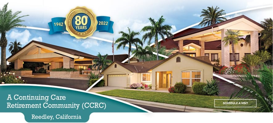 Logo celebrating 80 years with facility name and images