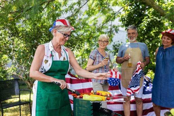 Residents enjoying a barbecue in the garden