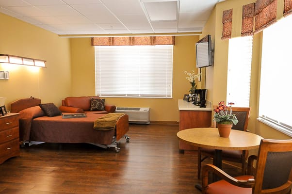 Interior of a resident room at a senior care facility