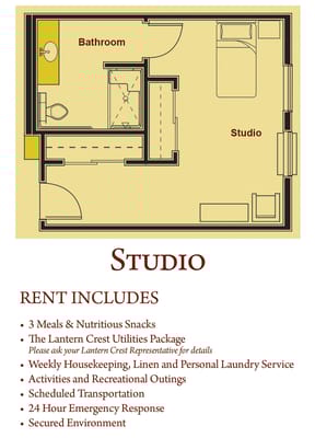 Floor plan for a studio apartment layout