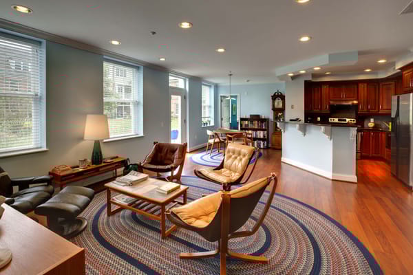 Bright common area with comfortable seating