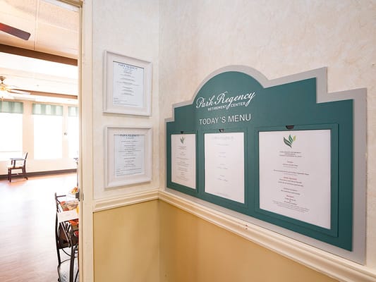 Dining room menu board displaying daily specials