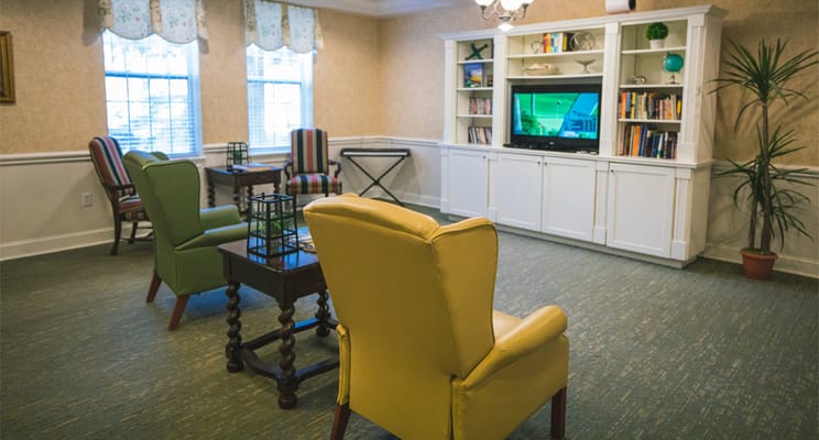 Common area with comfortable seating and a television