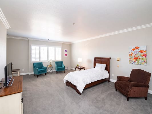 Bright and spacious private resident room with furniture