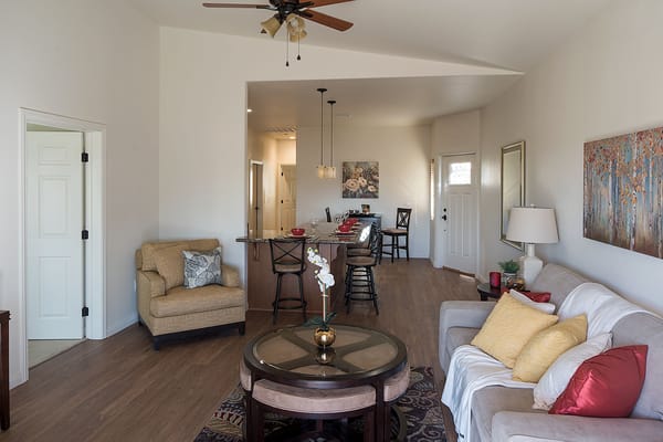 Welcoming living room area in a senior facility