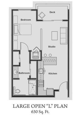 Architectural floor plan of a large open 'L' layout