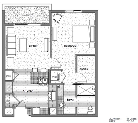 Architectural floor plan of a resident unit