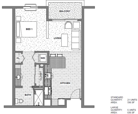 Architectural floor plan of a residential unit