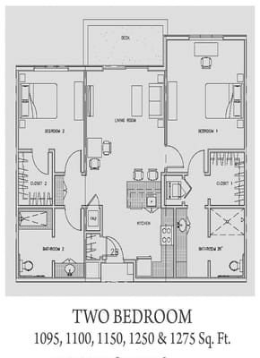 Floor plan of a two-bedroom apartment