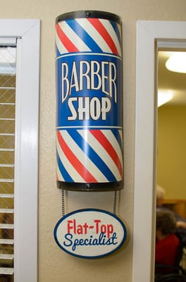 Barber shop sign in a common area