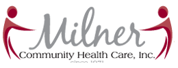Milner Community Health Care logo on a gray background