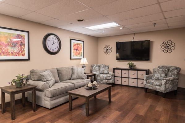 Cozy common area with comfortable seating and decor