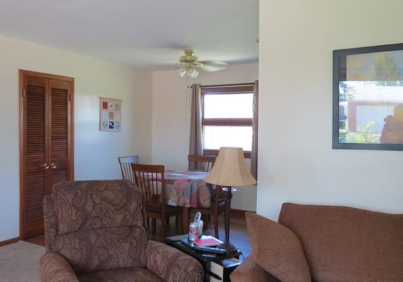 Cozy interior view of a resident room with furniture