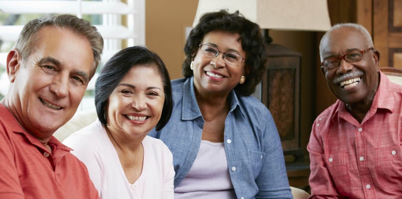 Residents smiling together in a common area