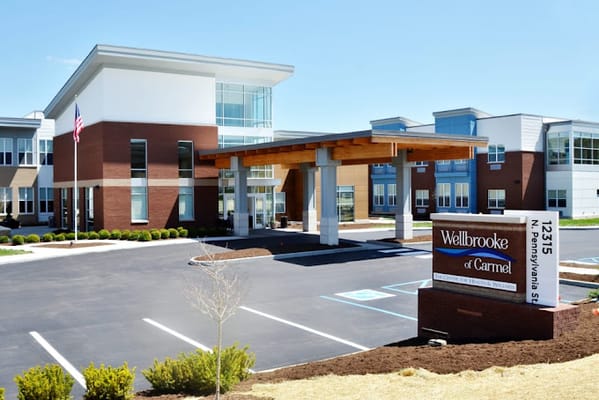 Exterior view of a senior living facility with entrance