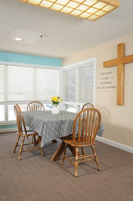 A cozy dining table in a bright room