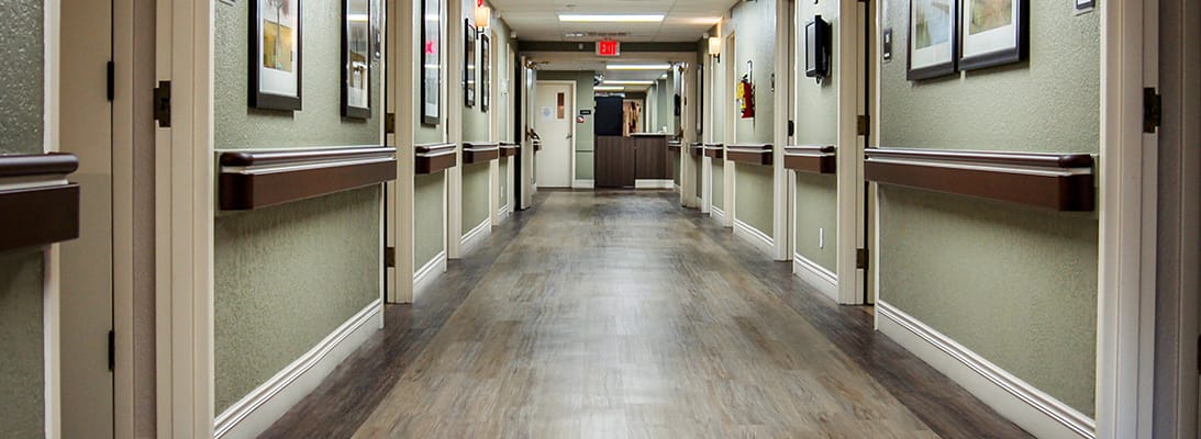 Interior hallway of the Southgate Living Center