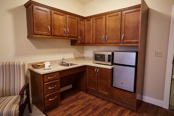 Cozy kitchenette in a resident's room