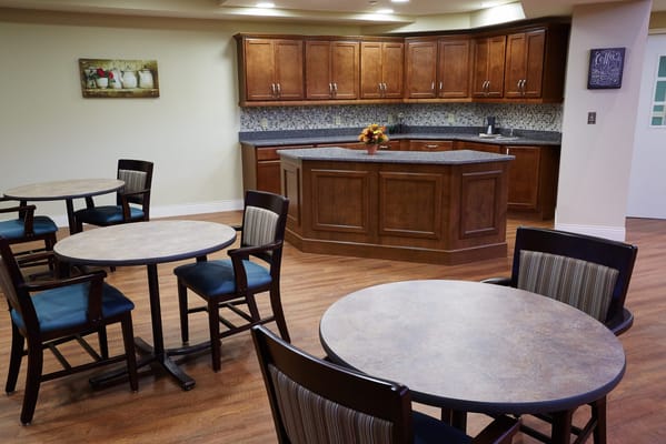 Common area with seating and kitchenette