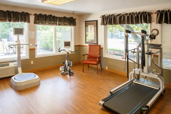 Interior view of a fitness area with equipment