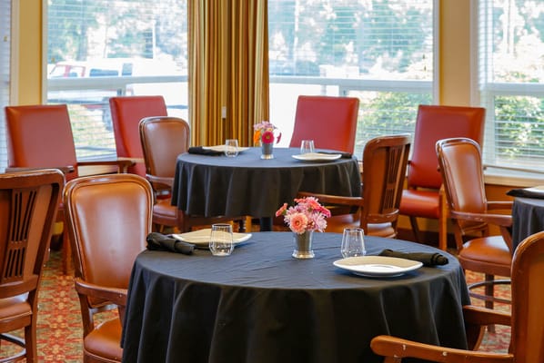 Well-set dining tables in a senior care facility