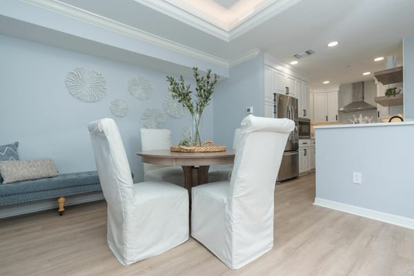 Modern dining area in a senior living facility