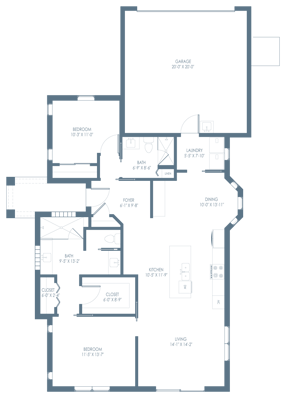 Architectural floor plan layout of a residence