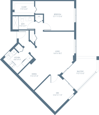 Architectural floor plan of a unit layout