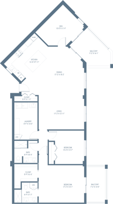 Architectural floor plan for a residential unit