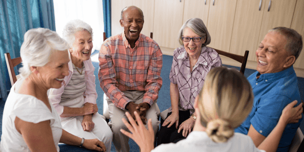 Residents engaging in a joyful group activity