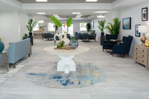 Common area of a modern assisted living facility