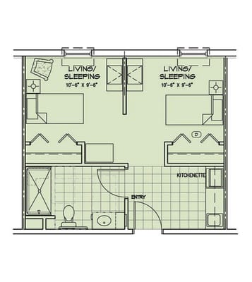 Architectural floor plan of a living space
