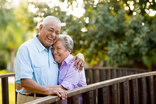 Couple enjoying time together in a garden