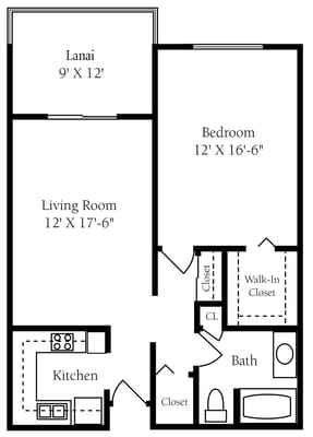Architectural floor plan of a unit layout