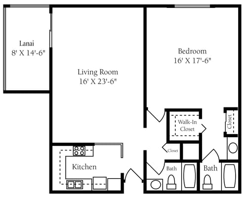 Architectural floor plan of an apartment layout